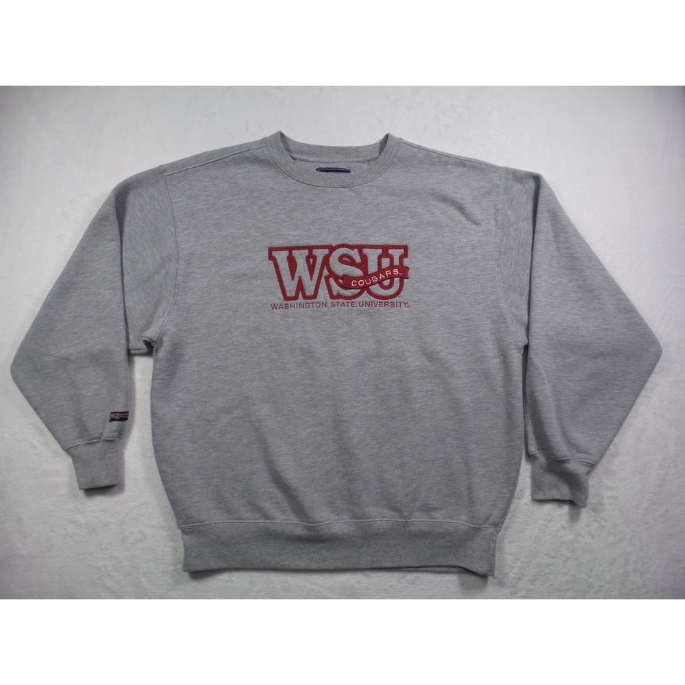 Washington State Cougars Sweatshirt Womens‎ Large Gray Pullover Jansport Crew